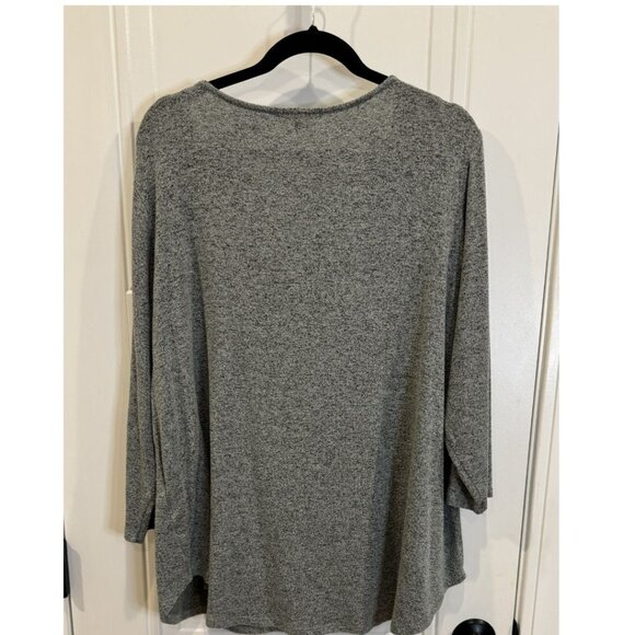 Green Envelope 3xl Gray 3/4 Length Sleeve V-Neck with Zipper Front Casual EUC - Picture 2 of 5